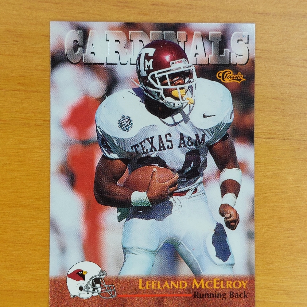 🏈 1996 Classic NFL Draft Leeland McElroy #4 - Cardinals / Texas A&M